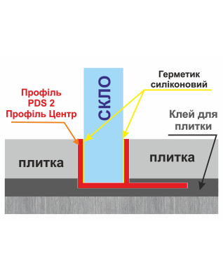 Профиль для стекла душевых под плитку 10 мм PDS 2 серебро 3,0 м