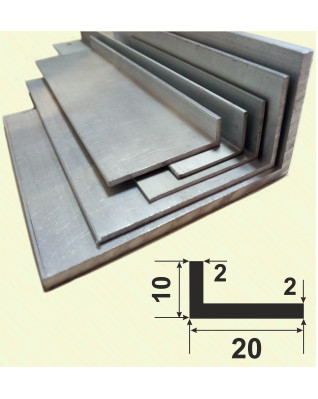 10*20*2. Алюминиевый уголок разносторонний, без покрытия 3,0 м. фото