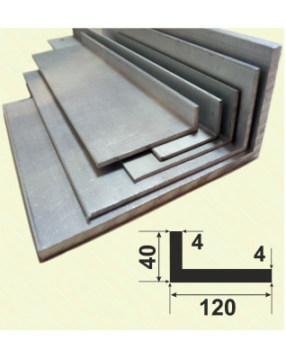 120*40*4. Алюминиевый уголок разносторонний, без покрытия 3,0 м. фото