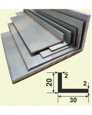 20*30*2. Алюминиевый уголок разносторонний, без покрытия 3,0 м. фото