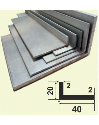 40*20*2. Алюминиевый уголок разносторонний, без покрытия 3,0 м. фото