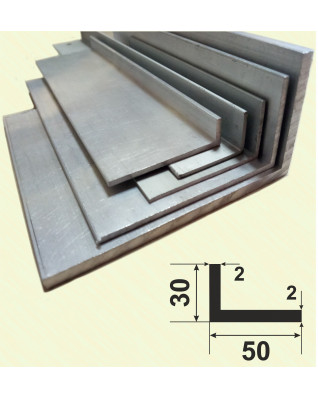 50*30*2. Алюминиевый уголок разносторонний, без покрытия 3,0 м. фото