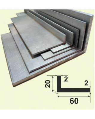 60*20*2. Алюминиевый уголок разносторонний, без покрытия 3,0 м. фото
