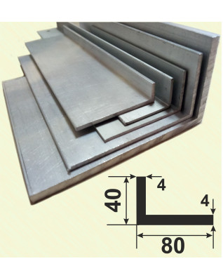 80*40*4. Алюминиевый уголок разносторонний, без покрытия 3,0 м. фото